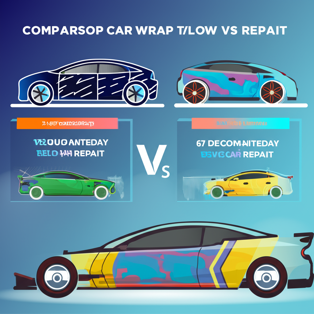 Comparison chart infographic showing benefits of car wrap vs repaint.